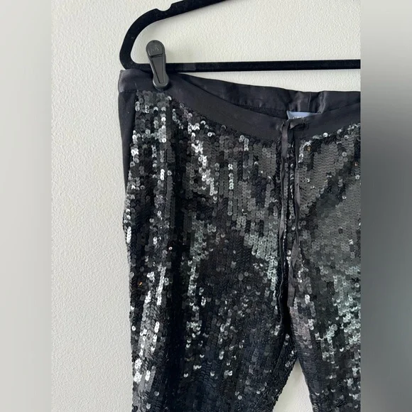 Gryphon Black Sequin Pants Drawstring w/ Pockets Women's XS - Picture 4 of 12